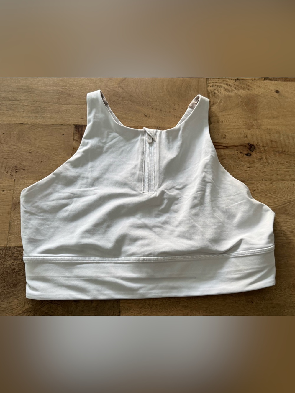 Lululemon white quarter zip front sport tank bras cross back strap